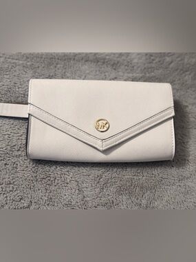 Michael Kors Ivory Envelope Clutch with Gold MK Accent
